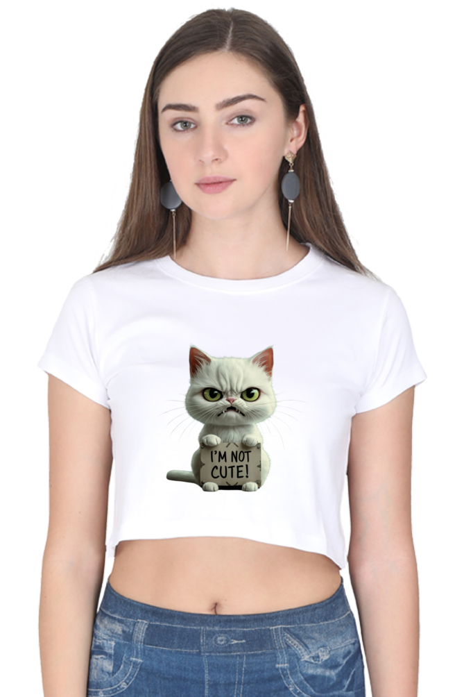 Brow I'm not cute cat Crop Top Women