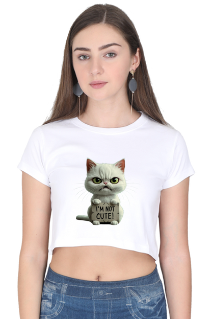 Brow I'm not cute cat Crop Top Women