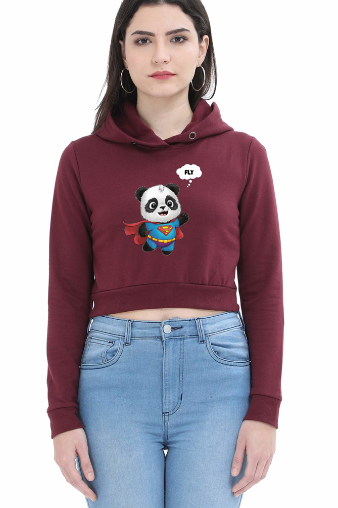 Brow Women Super Panda Crop Hoodie