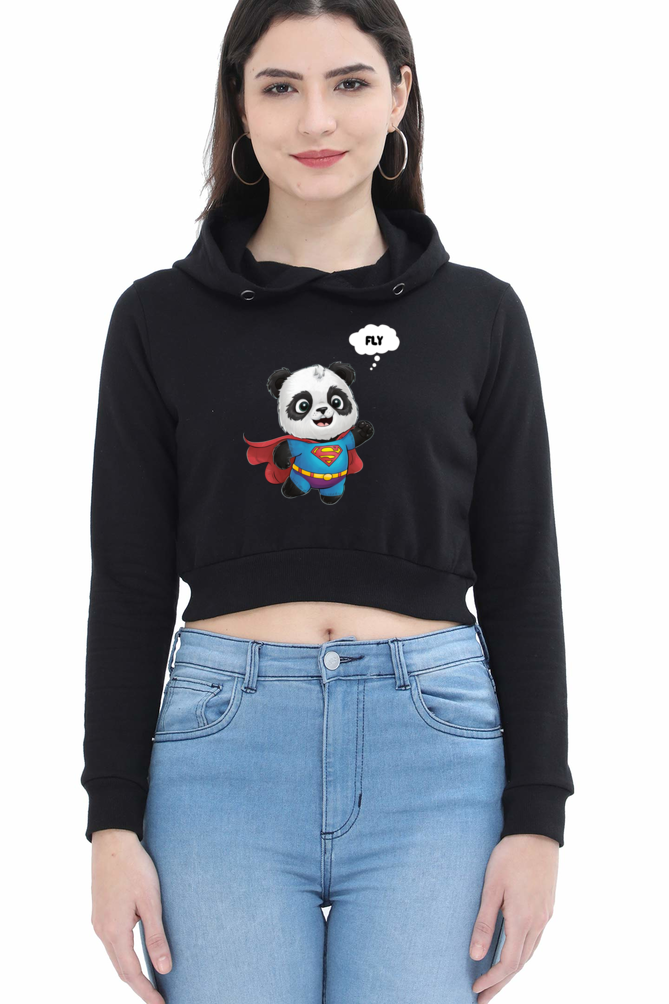 Brow Women Super Panda Crop Hoodie