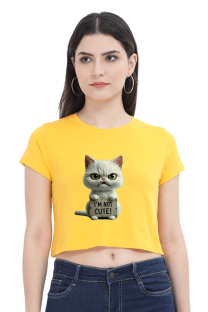 Brow I'm not cute cat Crop Top Women