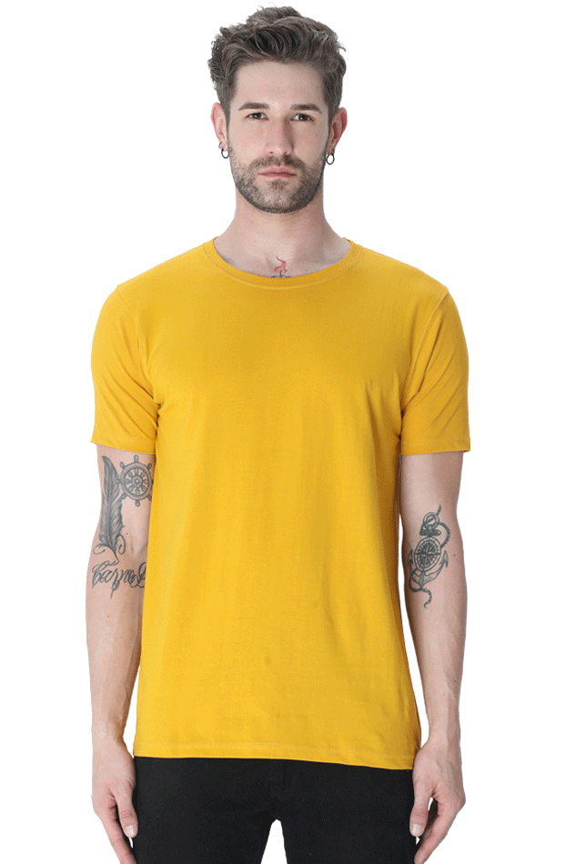 Brow Men's Plain Mustard Yellow T-Shirt