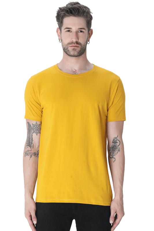 Brow Men's Plain Mustard Yellow T-Shirt