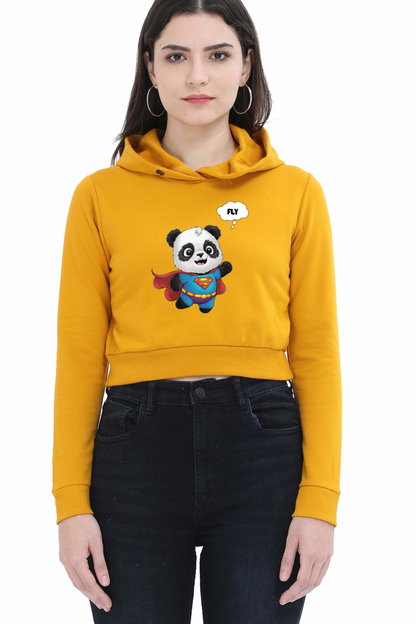 Brow Women Super Panda Crop Hoodie