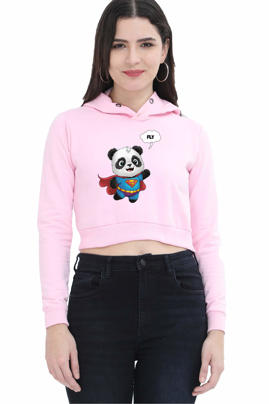 Brow Women Super Panda Crop Hoodie