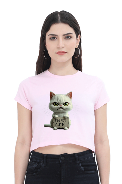 Brow I'm not cute cat Crop Top Women