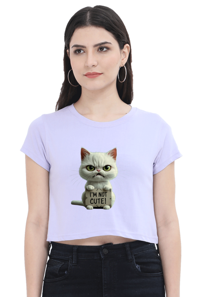 Brow I'm not cute cat Crop Top Women