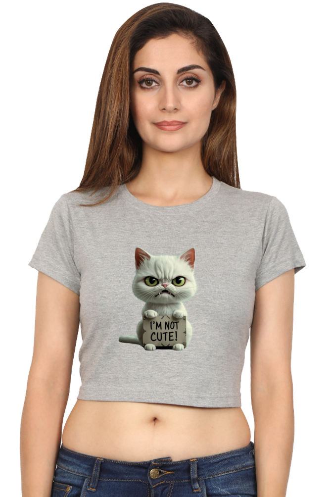 Brow I'm not cute cat Crop Top Women