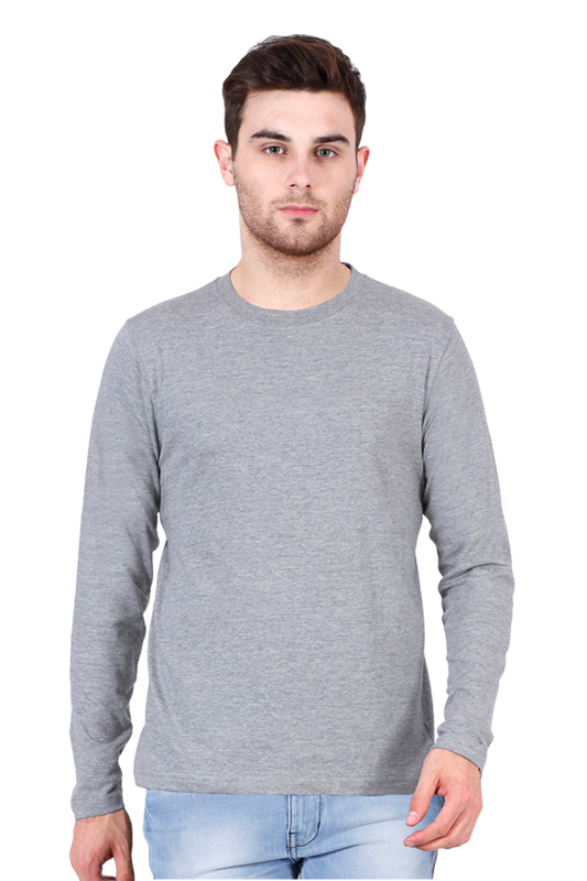 Brow Men's Grey Melange Full Sleeve T Shirt