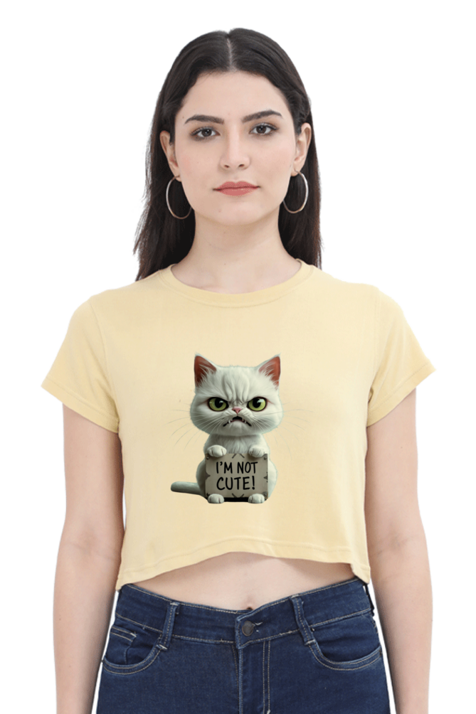 Brow I'm not cute cat Crop Top Women