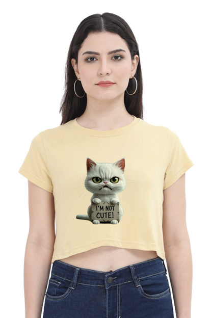 Brow I'm not cute cat Crop Top Women