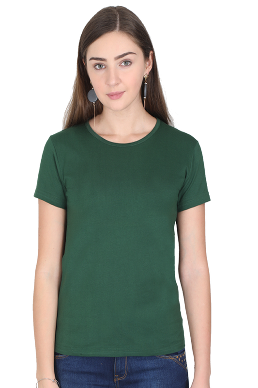 Brow Women's Plain Bottle Green T-Shirt